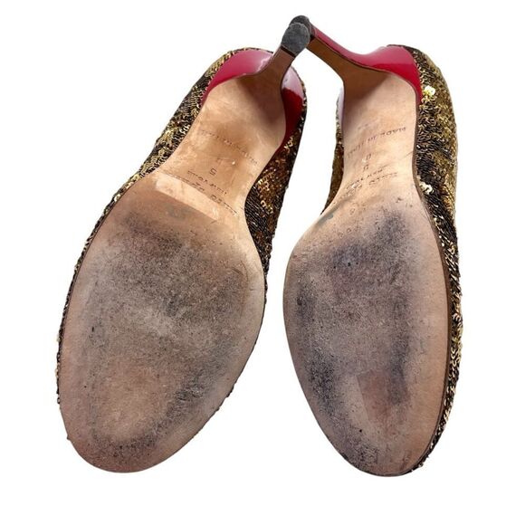 Dazzle in Kate Spade Karolina Gold Sequin & Red Patent Heels - Ladies Size 6 B - Picture 9 of 11